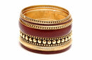 Oxidised Golden And Marroon Fashion Bangle Set-Medium