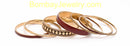Oxidised Golden And Marroon Fashion Bangle Set-Medium