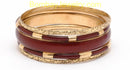 Oxidised Golden And Marroon Fashion Bangle Set Of 5-Medium