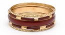 Oxidised Golden And Marroon Fashion Bangle Set Of 5-Medium