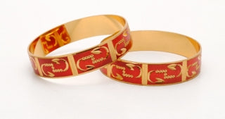 Goldplated Bangle Set Of 2 With Red Touch-Large