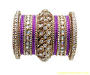 GOLDPLATED PURPLE KUNDAN BANGLES-L