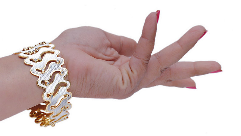 beautiful golden and silverpolish diamond bangle