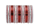 Silver and marron bangle set-1869