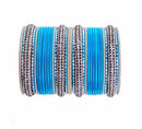 Goldpolish aqua blue bangle set-2189
