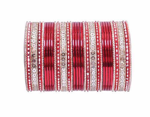 red and golden bangle set-2199