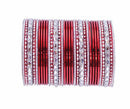 Maroon and silver bangle set-2219