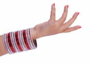 Maroon and silver bangle set-2219