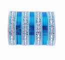 Aqua blue and Silver bangle set-2220