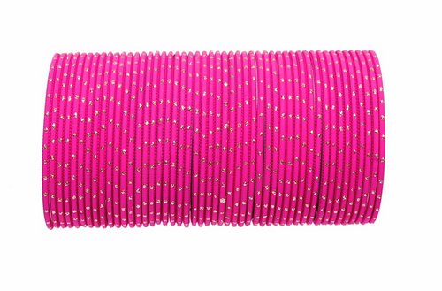 Fusicha pink and golden bangle set-2245