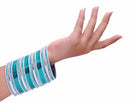 turquoise green and silver bangle set-2254