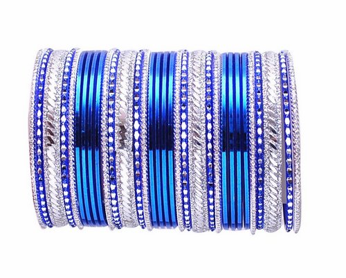 Blue and silver bangle set-2255