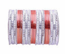 peach and silver bangle set-2290