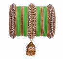 Goldpolish green bangle set-2294