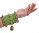 Goldpolish green bangle set-2294
