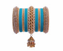Goldpolish aqua blue bangle set-2297