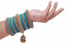 Goldpolish aqua blue bangle set-2297