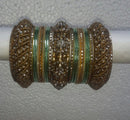 sea green and golden bangle set-2308