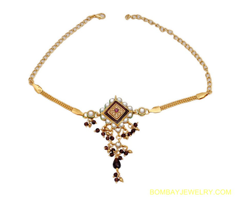 GOLDPLATED PURPLE AND WHITE KUNDNA ARMLET