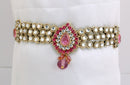 Goldpolish pink and white kundan armlet-1255