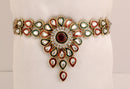 goldpolish maroon, green and white kundan armlet-1259