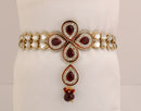 goldpolish maroon and white kundan armlet-1260