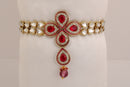 Goldpolish fusicha pink and white kundan armlet-1261