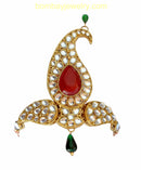 Red, green and white kundan armlets