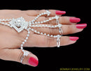 silverplated white dimaond hand ring bracelet- each