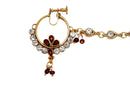 Beautiful maroon  and white bridal nose pin