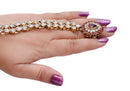 Beautiful maroon and white kundan hand ring bracelet