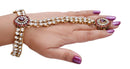 Beautiful maroon and white kundan hand ring bracelet