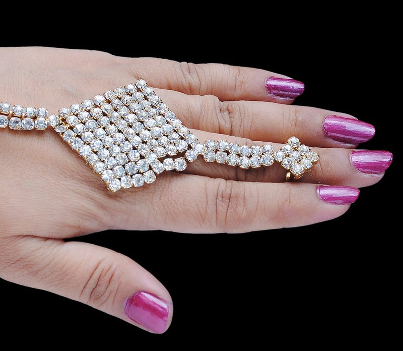 Beautiful golden and white diamond hand ring bracelet