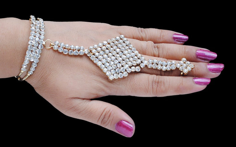 Beautiful golden and white diamond hand ring bracelet