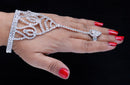 Silverplated white diamond hand ring bracelet-16