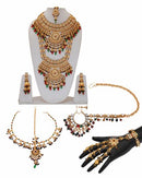 Goldpolish maroon, green and white bridal set