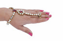 Goldpolish maroon and white hand ring bracelet-1452