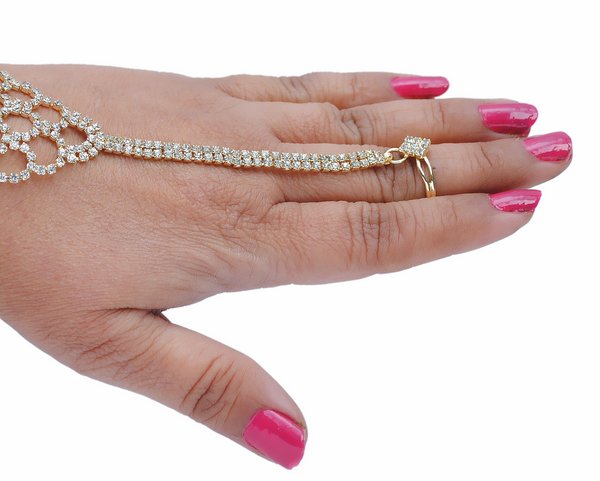 Goldpolish white hand ring bracelet-1460