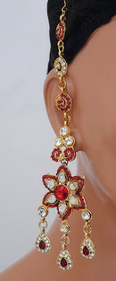 Goldpolish maroon and white bridal set-1485