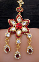 Goldpolish maroon and white bridal set-1485