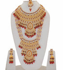 Goldpolish maroon and white bridal set-1486