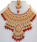 Goldpolish maroon and white bridal set-1486