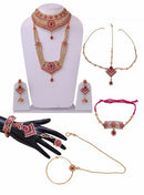 goldpolish fusicha pink and white bridal set-1496