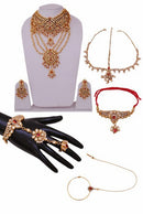 Goldpolish fusicha pink and white bridal set-1499