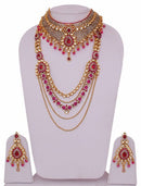 Goldpolish fusicha pink and white bridal set-1499