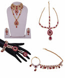 Goldpolish fusicha pink and white bridal set-1505