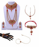 Goldpolish red and white beautiful bridal set-1508