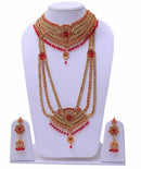 Goldpolish red and white beautiful bridal set-1508