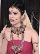 Goldpolish red and white beautiful bridal set-1508