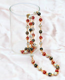 Goldpolish red  and green chain 14"